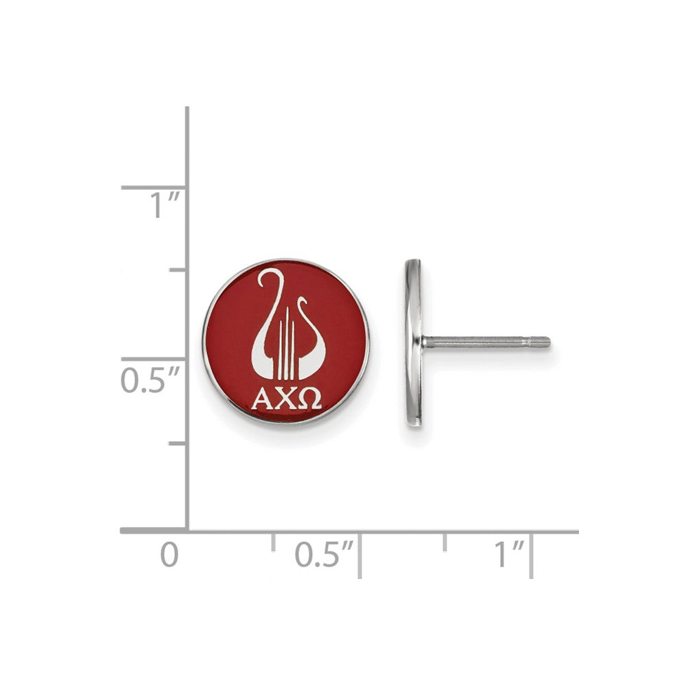 Sterling Silver Rhodium-plated LogoArt Alpha Chi Omega Sorority Symbol Color Enamel Post Earrings