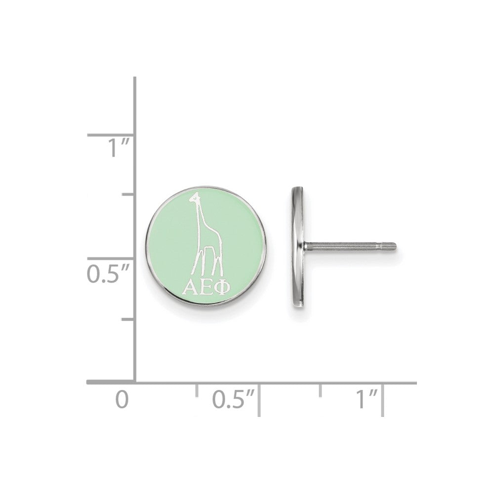 Sterling Silver Rhodium-plated LogoArt Alpha Epsilon Phi Sorority Symbol Color Enamel Post Earrings