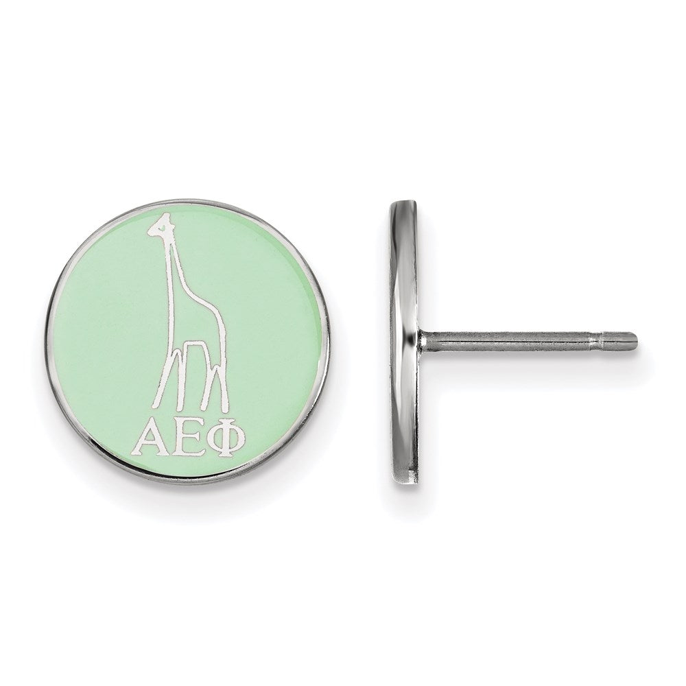 Sterling Silver Rhodium-plated LogoArt Alpha Epsilon Phi Sorority Symbol Color Enamel Post Earrings