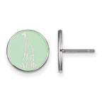 Sterling Silver Rhodium-plated LogoArt Alpha Epsilon Phi Sorority Symbol Color Enamel Post Earrings