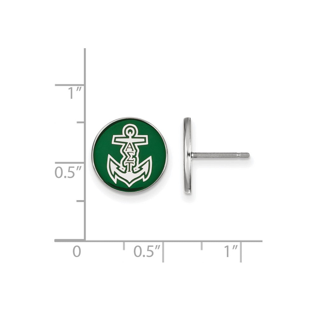 Sterling Silver Rhodium-plated LogoArt Alpha Sigma Tau Sorority Symbol Color Enamel Post Earrings