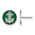 Sterling Silver Rhodium-plated LogoArt Alpha Sigma Tau Sorority Symbol Color Enamel Post Earrings