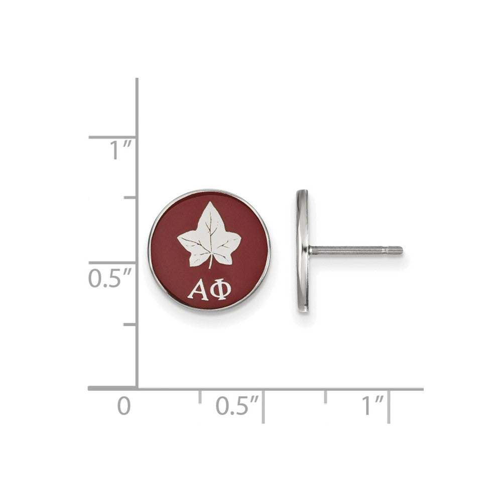 Sterling Silver Rhodium-plated LogoArt Alpha Phi Sorority Symbol Color Enamel Post Earrings