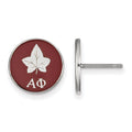 Sterling Silver Rhodium-plated LogoArt Alpha Phi Sorority Symbol Color Enamel Post Earrings