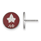 Sterling Silver Rhodium-plated LogoArt Alpha Phi Sorority Symbol Color Enamel Post Earrings
