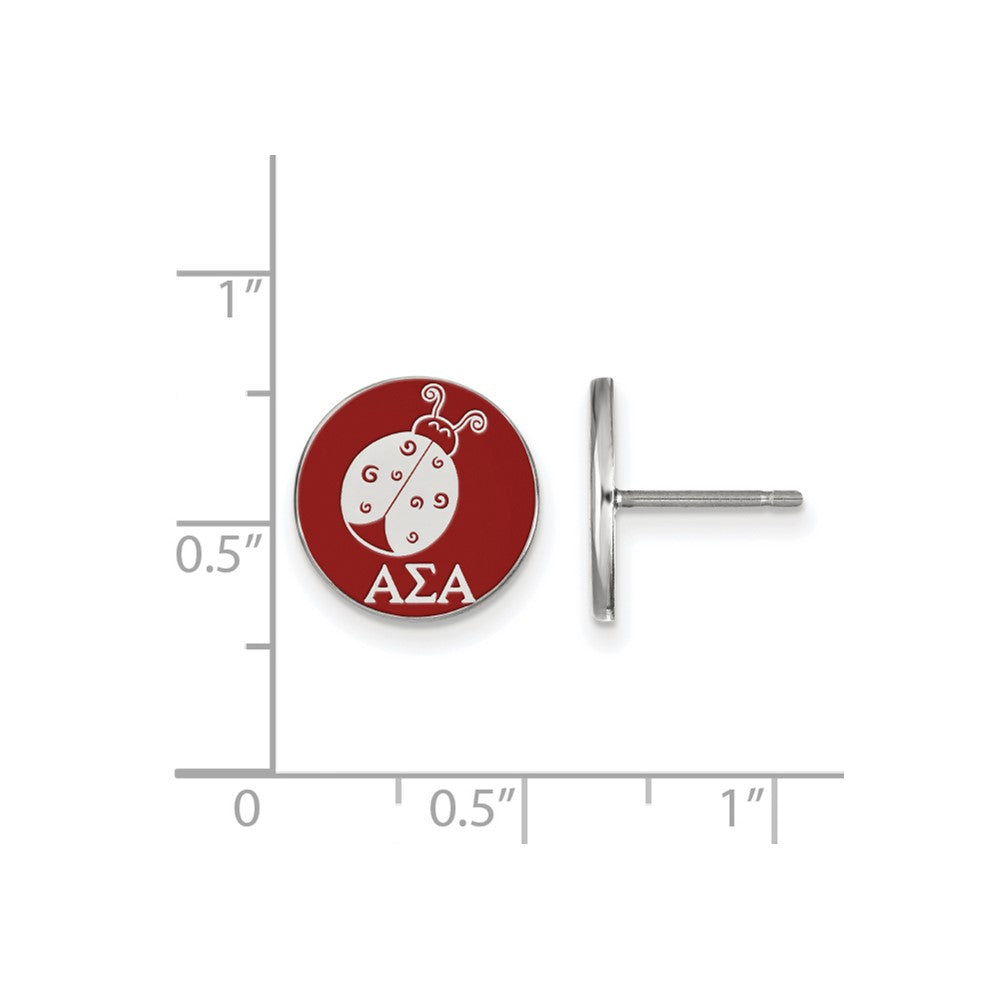 Sterling Silver Rhodium-plated LogoArt Alpha Sigma Alpha Sorority Symbol Color Enamel Post Earrings