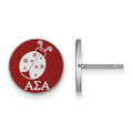 Sterling Silver Rhodium-plated LogoArt Alpha Sigma Alpha Sorority Symbol Color Enamel Post Earrings