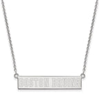 Sterling Silver Rhodium-plated NHL LogoArt Boston Bruins Small Bar Necklace