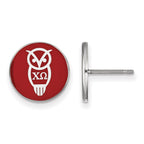Sterling Silver Rhodium-plated LogoArt Chi Omega Sorority Symbol Color Enamel Post Earrings