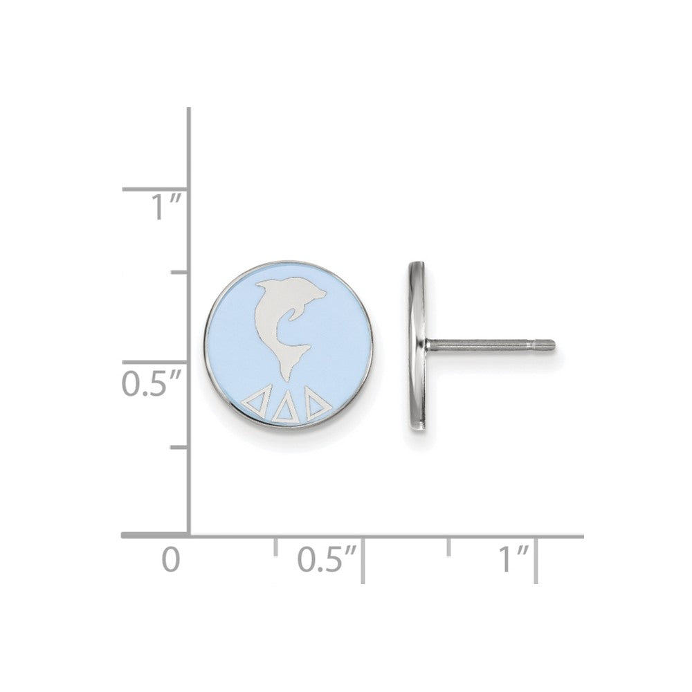 Sterling Silver Rhodium-plated LogoArt Delta Delta Delta Sorority Symbol Color Enamel Post Earrings