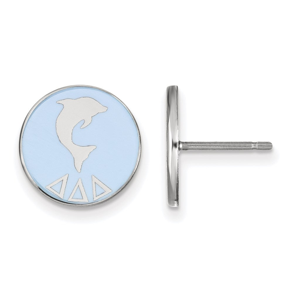Sterling Silver Rhodium-plated LogoArt Delta Delta Delta Sorority Symbol Color Enamel Post Earrings