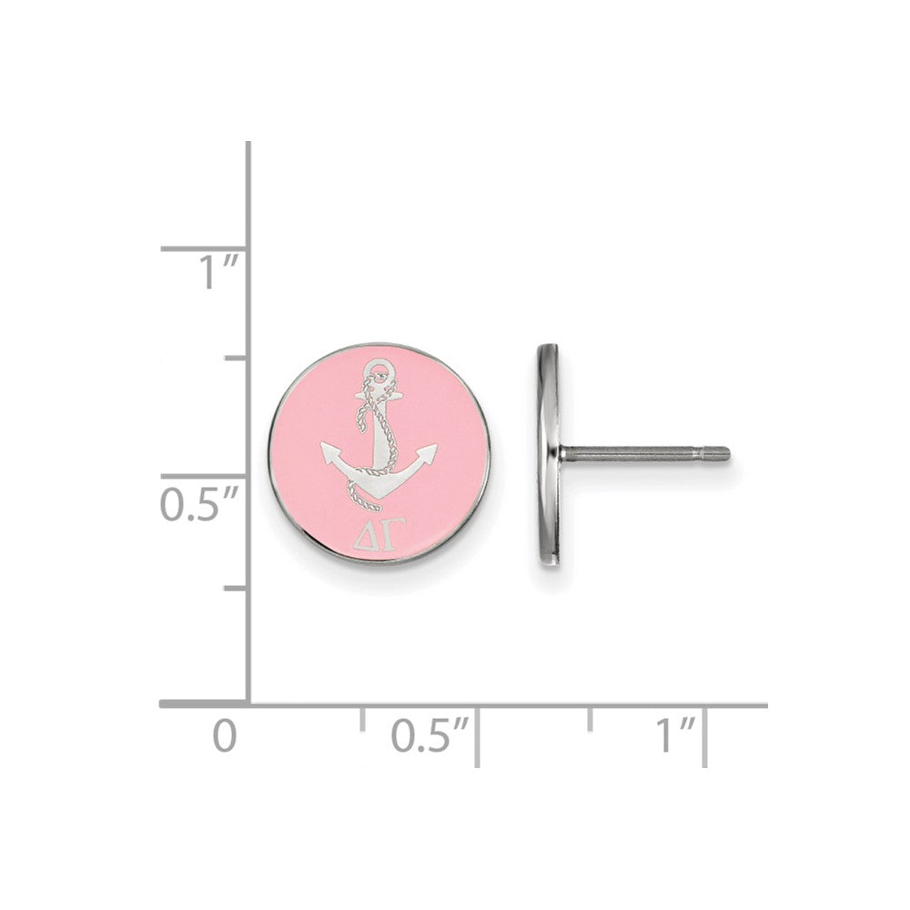 Sterling Silver Rhodium-plated LogoArt Delta Gamma Sorority Symbol Color Enamel Post Earrings