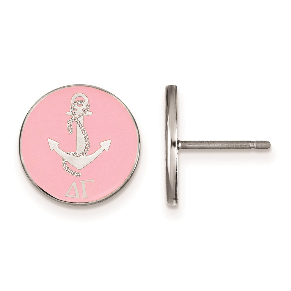 Sterling Silver Rhodium-plated LogoArt Delta Gamma Sorority Symbol Color Enamel Post Earrings