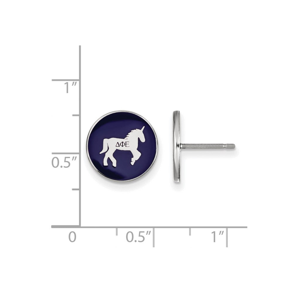 Sterling Silver Rhodium-plated LogoArt Delta Phi Epsilon Sorority Symbol Color Enamel Post Earrings