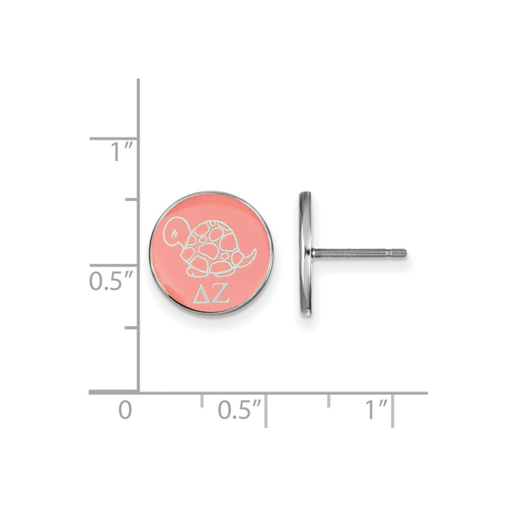 Sterling Silver Rhodium-plated LogoArt Delta Zeta Sorority Symbol Color Enamel Post Earrings