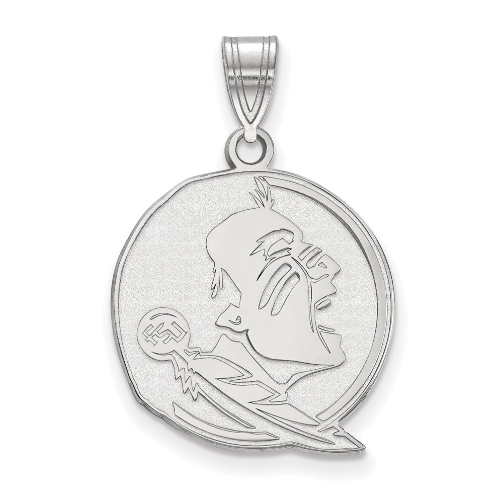 Sterling Silver Rhodium-plated LogoArt Florida State University Seminole Large Pendant