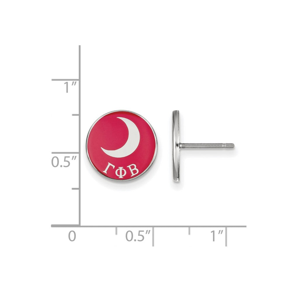 Sterling Silver Rhodium-plated LogoArt Gamma Phi Beta Sorority Symbol Color Enamel Post Earrings