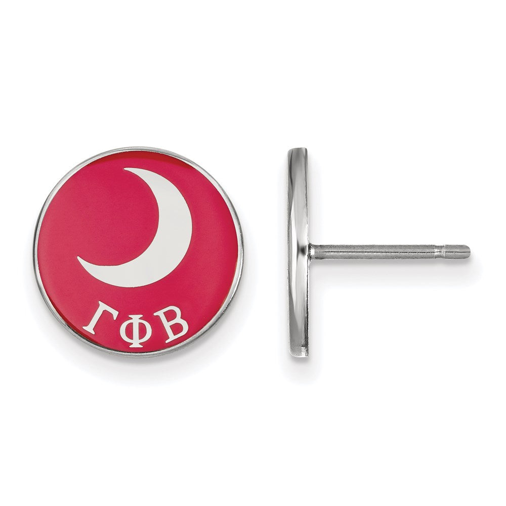 Sterling Silver Rhodium-plated LogoArt Gamma Phi Beta Sorority Symbol Color Enamel Post Earrings
