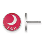 Sterling Silver Rhodium-plated LogoArt Gamma Phi Beta Sorority Symbol Color Enamel Post Earrings