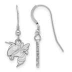 Sterling Silver Rhodium-plated LogoArt Georgia Institute of Technology Yellow Jacket Small Dangle Wire Earrings