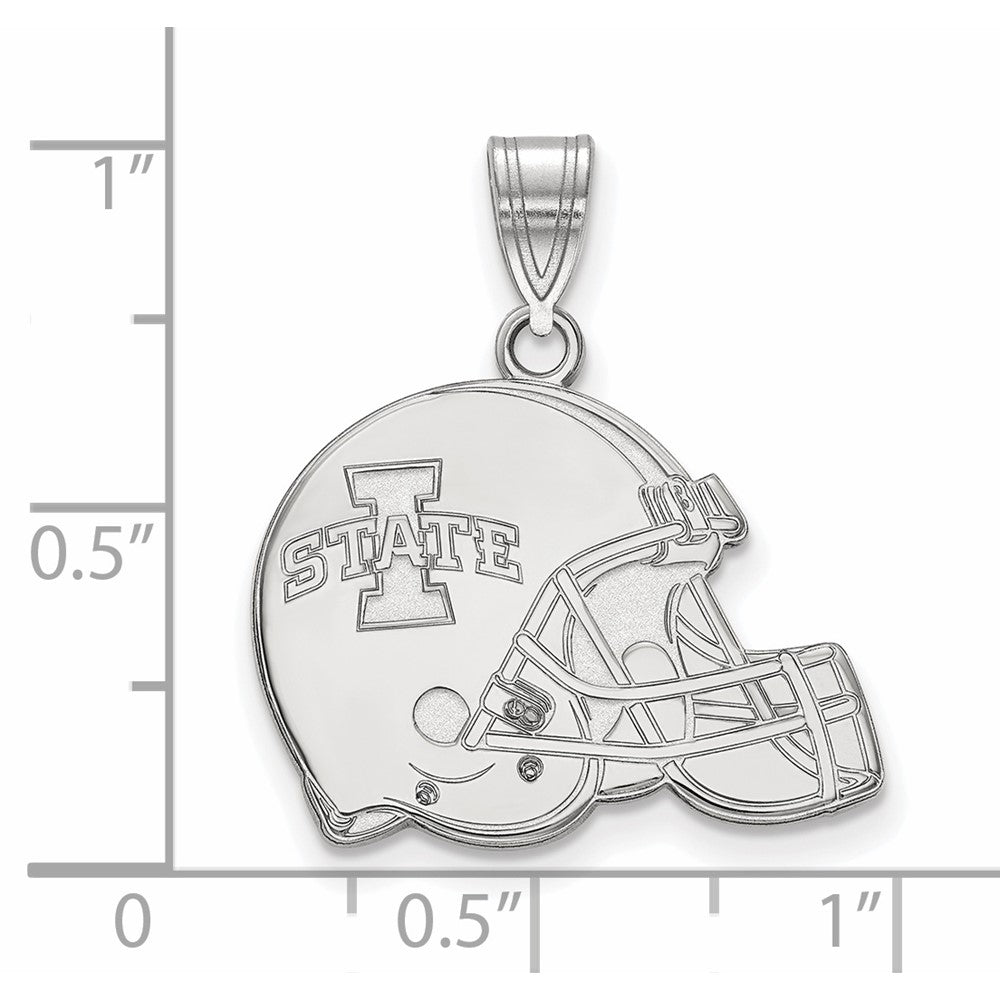 Sterling Silver Rhodium-plated LogoArt Iowa State University Football Helmet Pendant