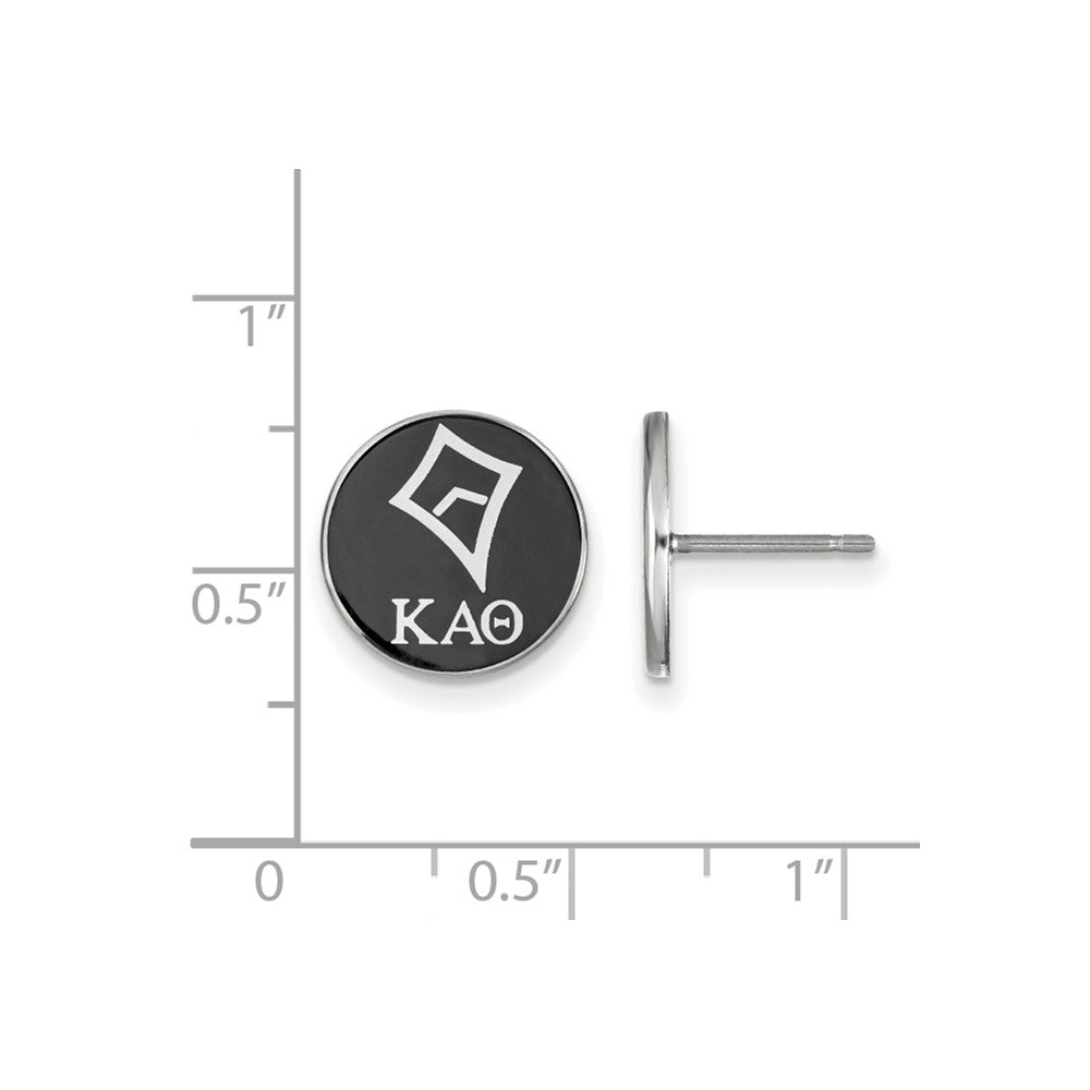 Sterling Silver Rhodium-plated LogoArt Kappa Alpha Theta Sorority Symbol Color Enamel Post Earrings