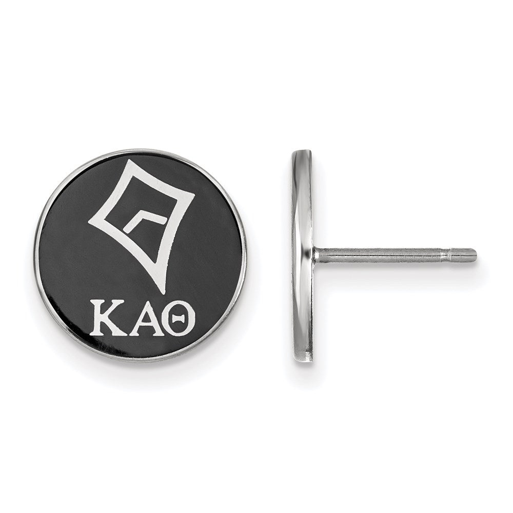 Sterling Silver Rhodium-plated LogoArt Kappa Alpha Theta Sorority Symbol Color Enamel Post Earrings