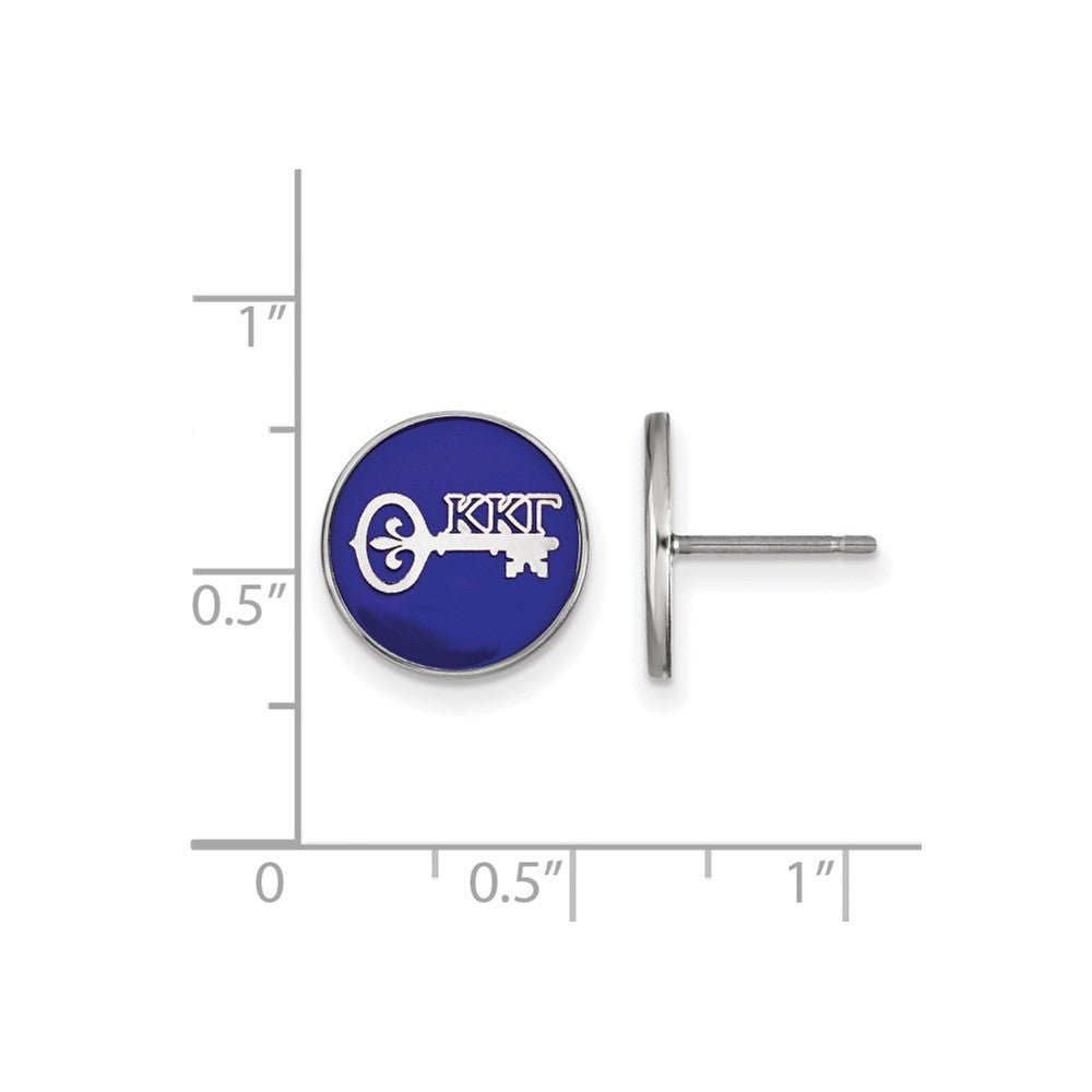 Sterling Silver Rhodium-plated LogoArt Kappa Kappa Gamma Sorority Symbol Color Enamel Post Earrings