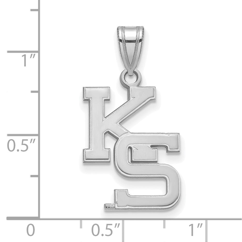 Sterling Silver Rhodium-plated LogoArt Kansas State University K-S Large Pendant