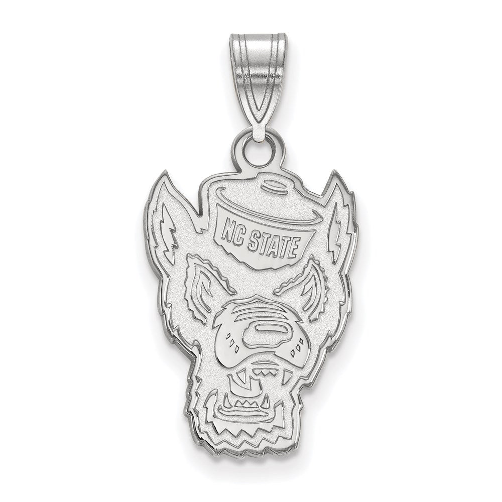 14k White Gold LogoArt North Carolina State University Wolf Large Pendant