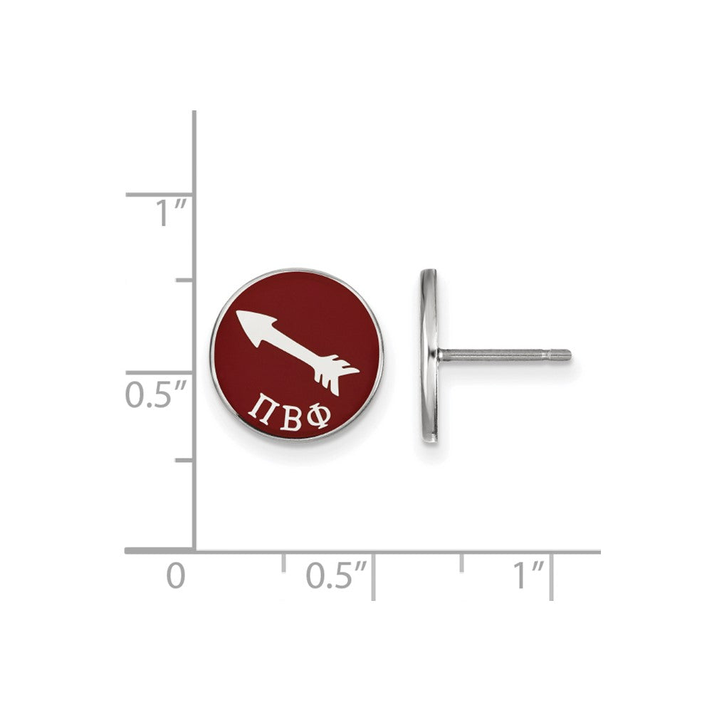 Sterling Silver Rhodium-plated LogoArt Pi Beta Phi Sorority Symbol Color Enamel Post Earrings