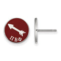 Sterling Silver Rhodium-plated LogoArt Pi Beta Phi Sorority Symbol Color Enamel Post Earrings