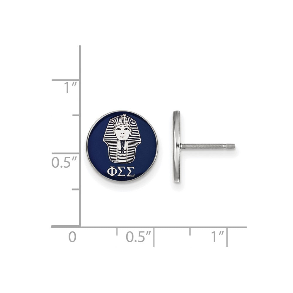 Sterling Silver Rhodium-plated LogoArt Phi Sigma Sigma Sorority Symbol Color Enamel Post Earrings