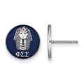 Sterling Silver Rhodium-plated LogoArt Phi Sigma Sigma Sorority Symbol Color Enamel Post Earrings