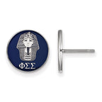 Sterling Silver Rhodium-plated LogoArt Phi Sigma Sigma Sorority Symbol Color Enamel Post Earrings
