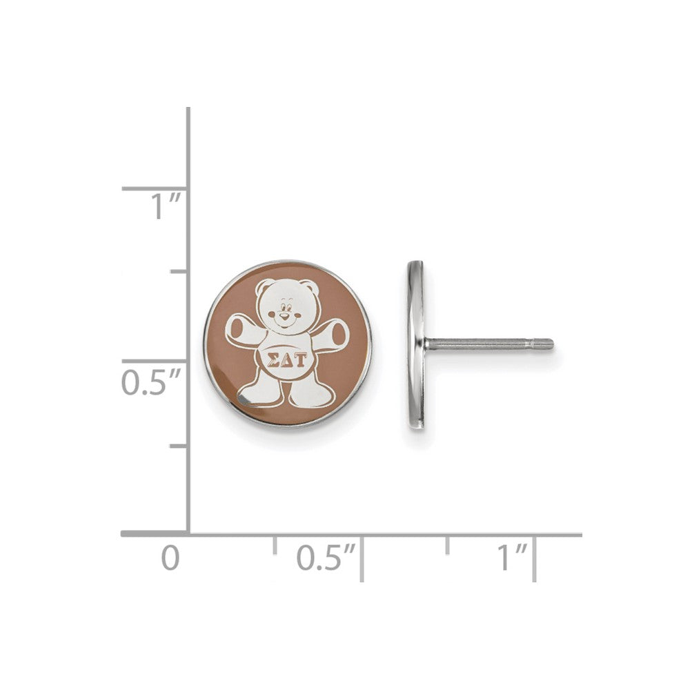 Sterling Silver Rhodium-plated LogoArt Sigma Delta Tau Sorority Symbol Color Enamel Post Earrings
