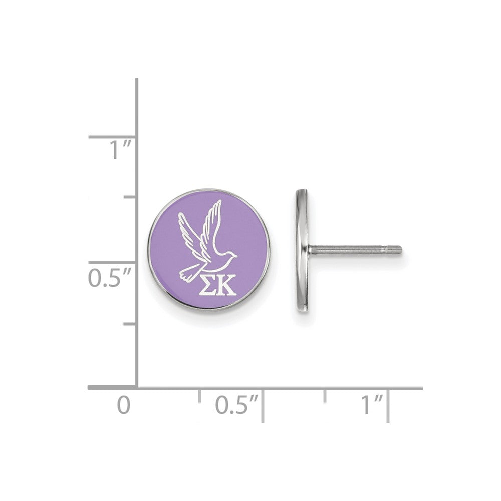 Sterling Silver Rhodium-plated LogoArt Sigma Kappa Sorority Symbol Color Enamel Post Earrings