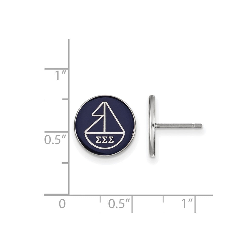 Sterling Silver Rhodium-plated LogoArt Sigma Sigma Sigma Sorority Symbol Color Enamel Post Earrings