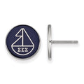 Sterling Silver Rhodium-plated LogoArt Sigma Sigma Sigma Sorority Symbol Color Enamel Post Earrings