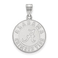 Sterling Silver Rhodium-plated LogoArt University of Alabama Crimson Tide Large Disc Pendant