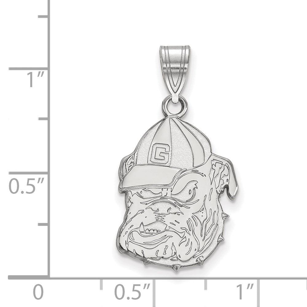 10k White Gold LogoArt University of Georgia Bulldog Large Pendant