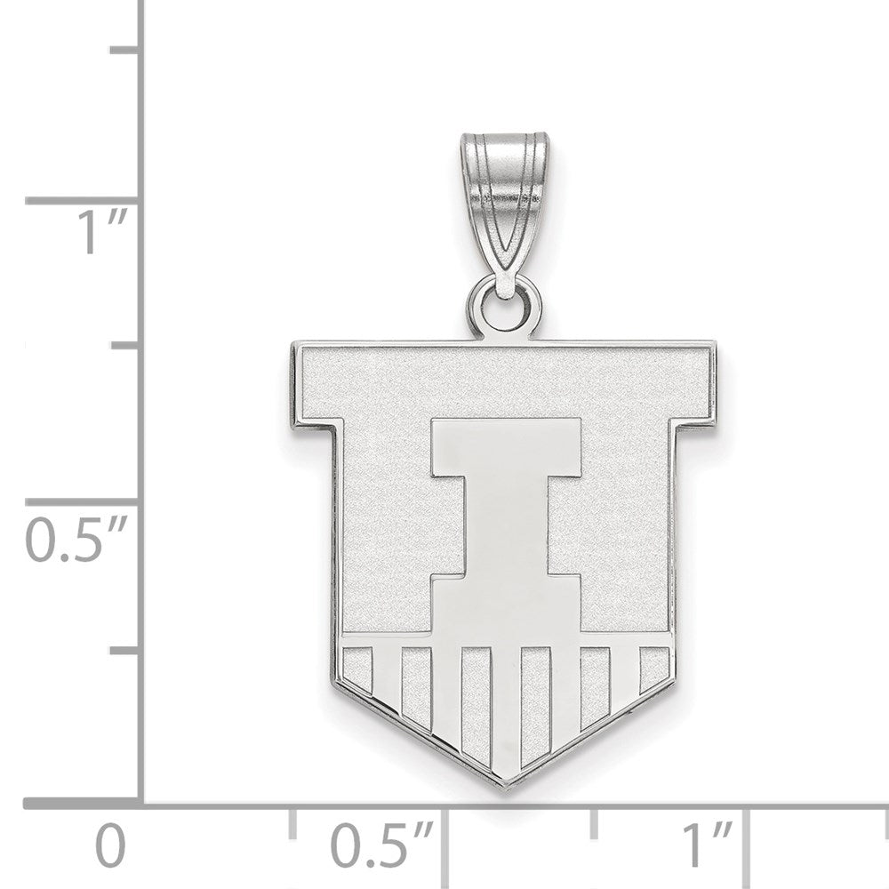 10k White Gold LogoArt University of Illinois Victory Badge Large Pendant