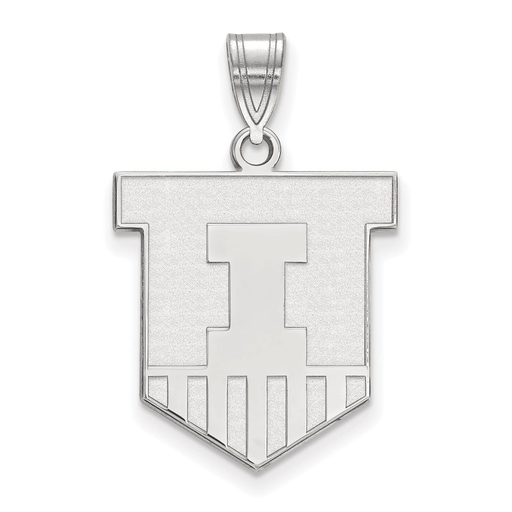 14k White Gold LogoArt University of Illinois Victory Badge Large Pendant