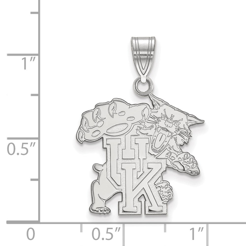 Sterling Silver Rhodium-plated LogoArt University of Kentucky U-K Wildcat Large Pendant