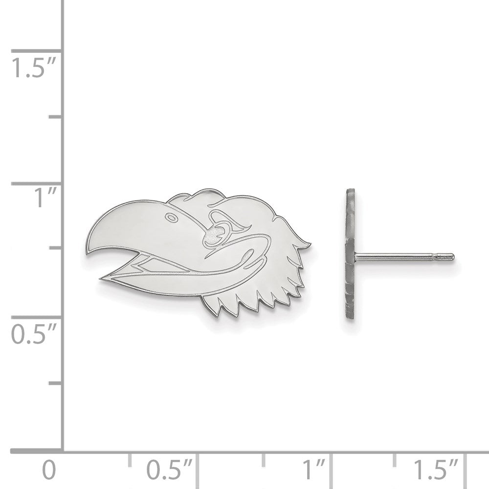 10k White Gold LogoArt University of Kansas Jayhawk Small Post Earrings