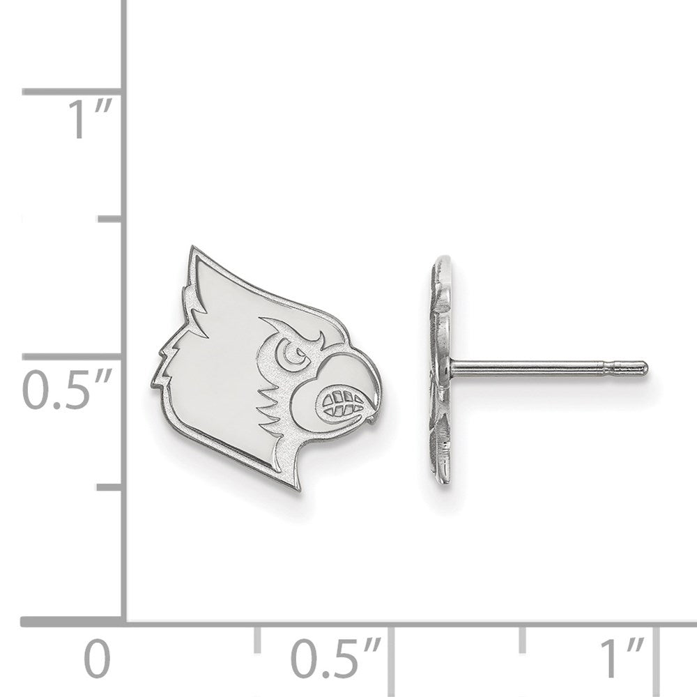 Sterling Silver Rhodium-plated LogoArt University of Louisville Cardinal Small Post Earrings
