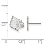 Sterling Silver Rhodium-plated LogoArt University of Louisville Cardinal Small Post Earrings