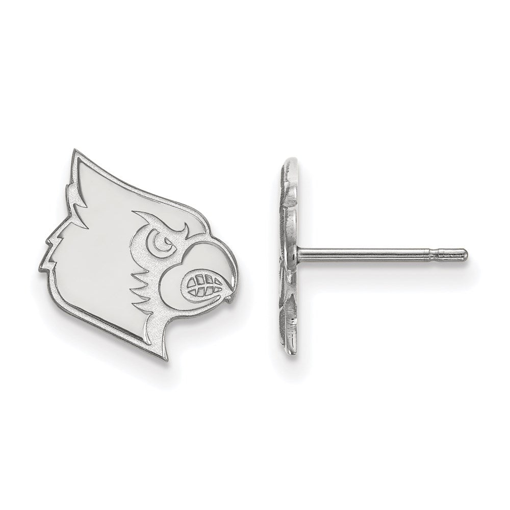 10k White Gold LogoArt University of Louisville Cardinal Small Post Earrings