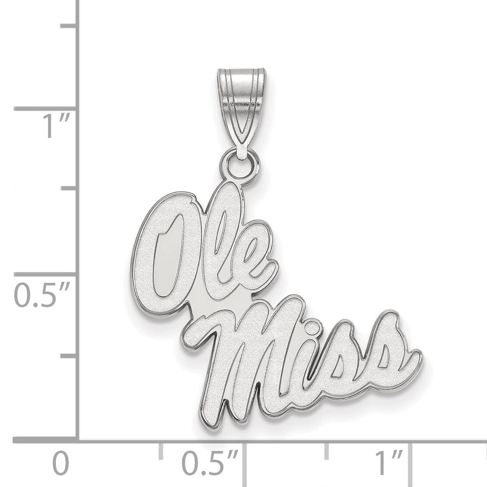 14k White Gold LogoArt University of Mississippi Ole Miss Large Pendant