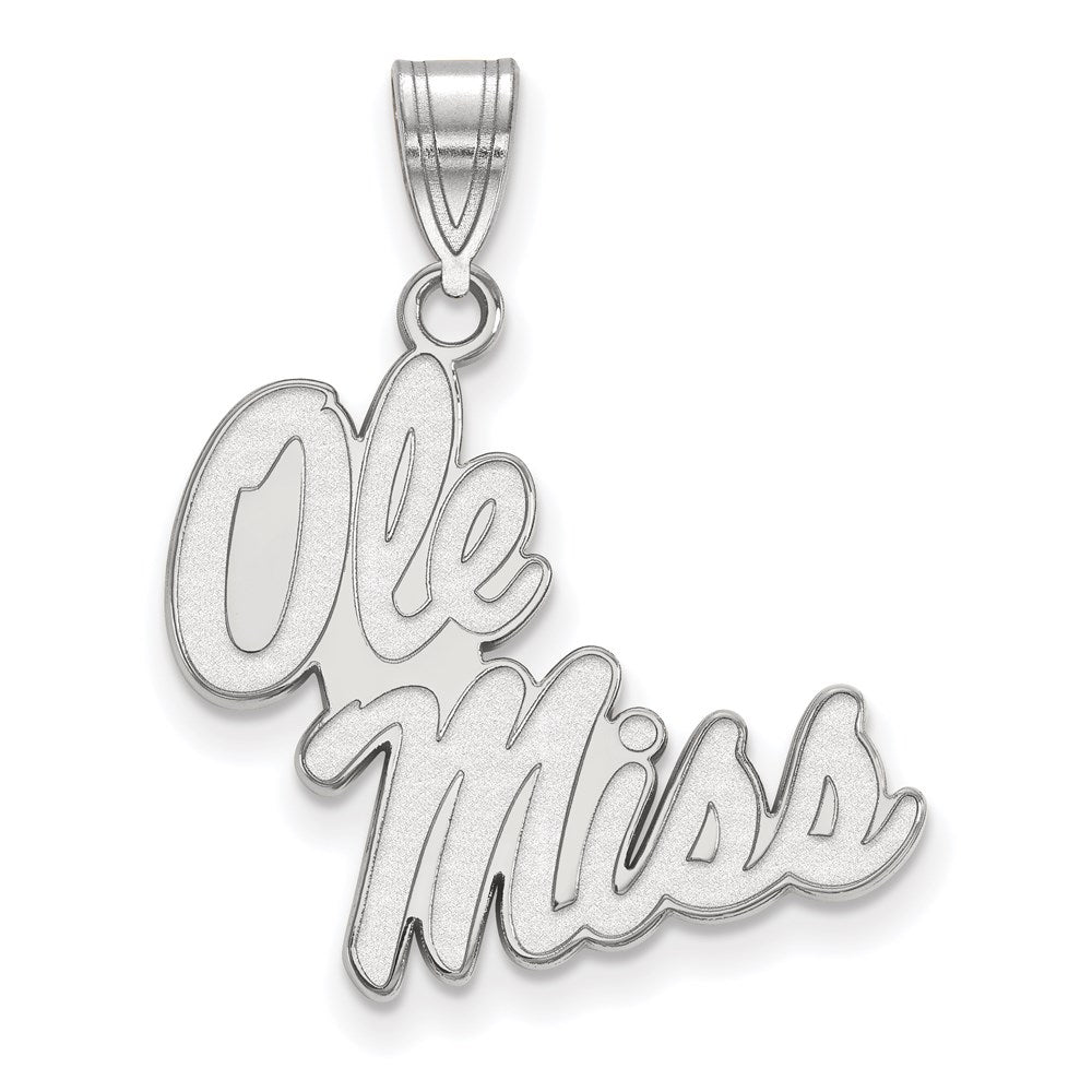 14k White Gold LogoArt University of Mississippi Ole Miss Large Pendant